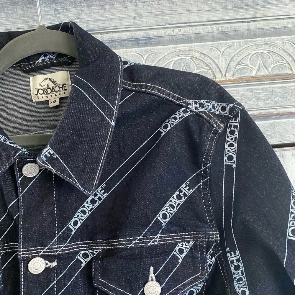 Jordache RINSE DIAGONAL LOGO PRINT SHRUNKEN JACKET - Picture 8 of 14